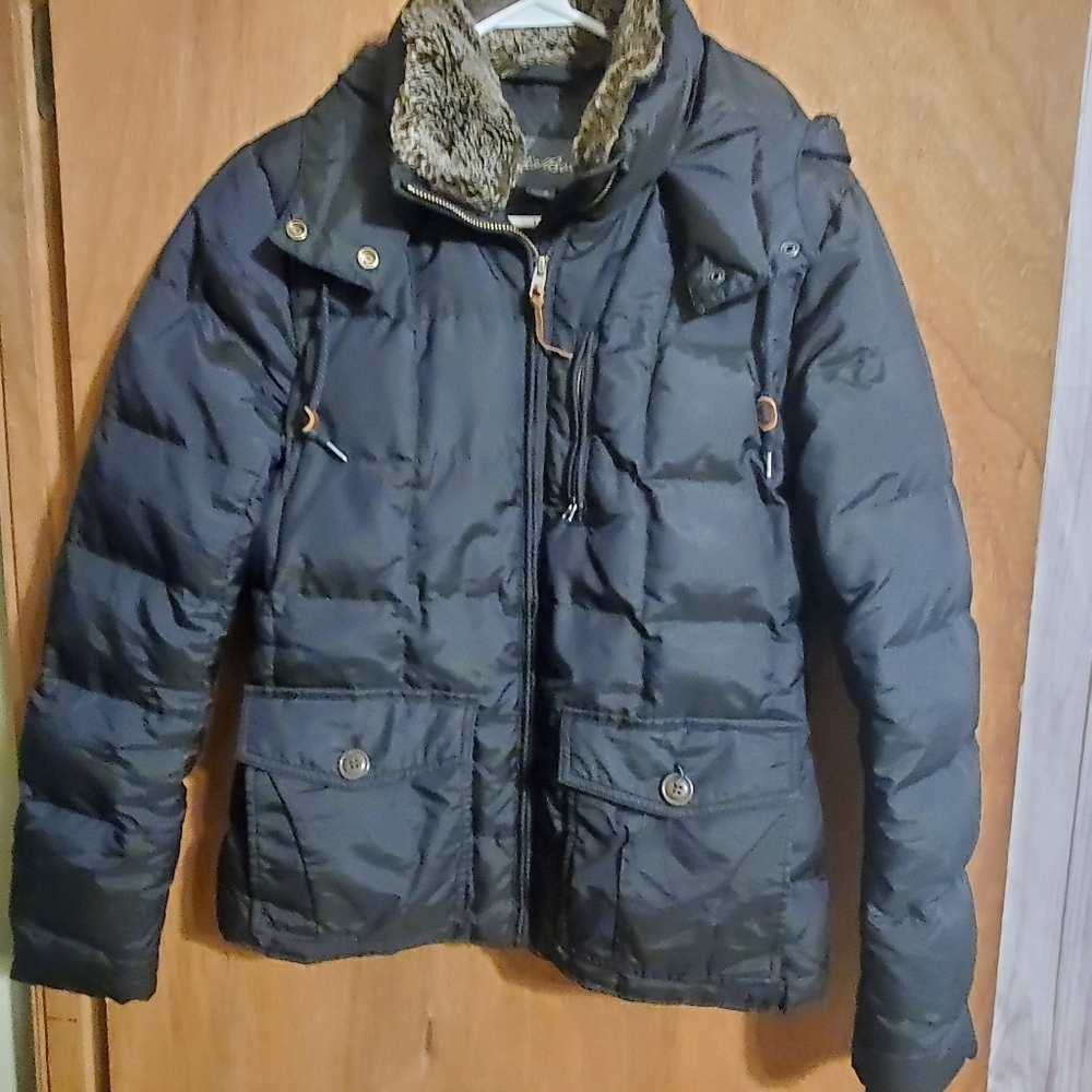 Eddie Bauer Womens Med. Down Jacket. Black. Puffer. Full Zip - Picture 2 of 15